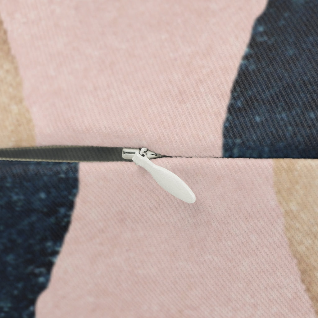 Abstract Boho Lumbar Pillow | White Blush Pink Navy