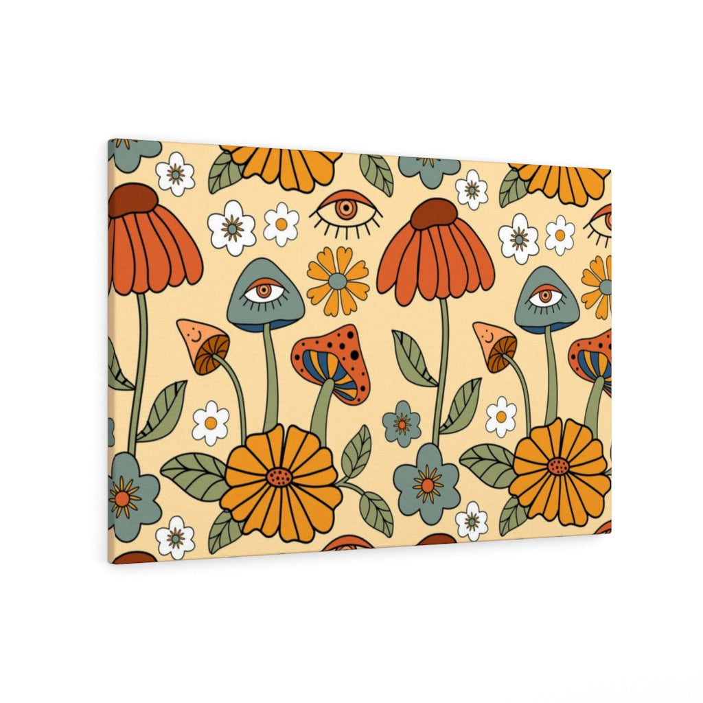 FLORAL WALL CANVAS ART | Yellow Green Red Orange