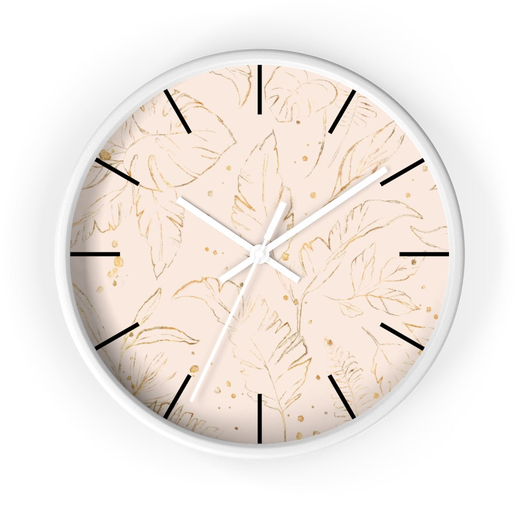 Floral 10" Wood Wall Clock | Blush Pink Gold