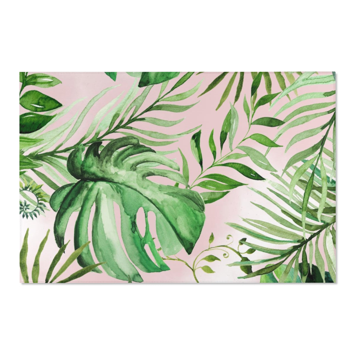 Floral Area Rug | Blush Peach Jungle Leaves