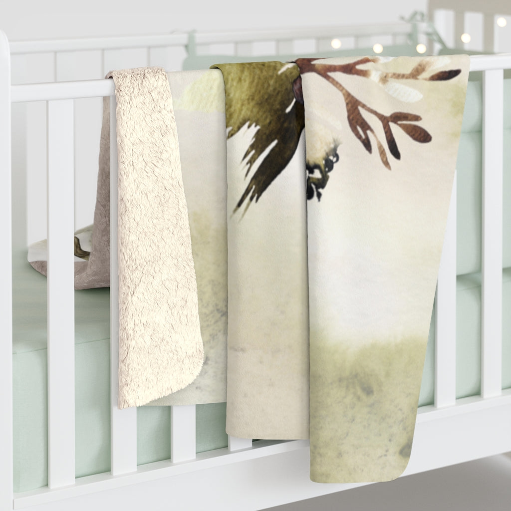 Sage Green Ombre, Wild Flowers Leaves, Farmhouse Blanket