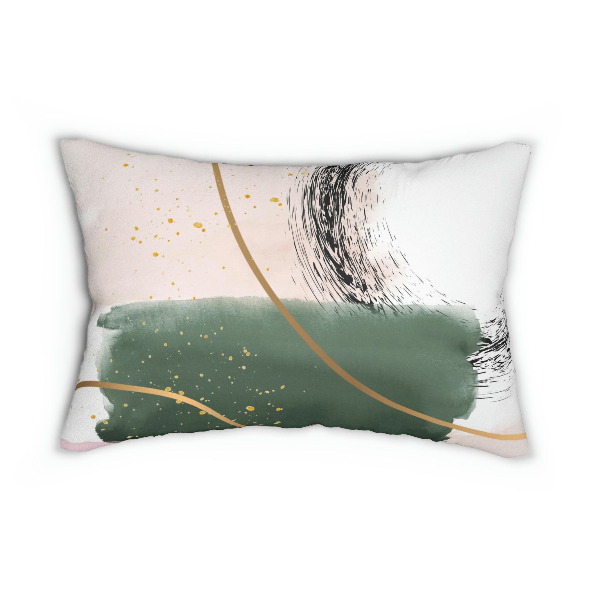 Abstract Lumbar Pillow | Sage Green Blush Pink