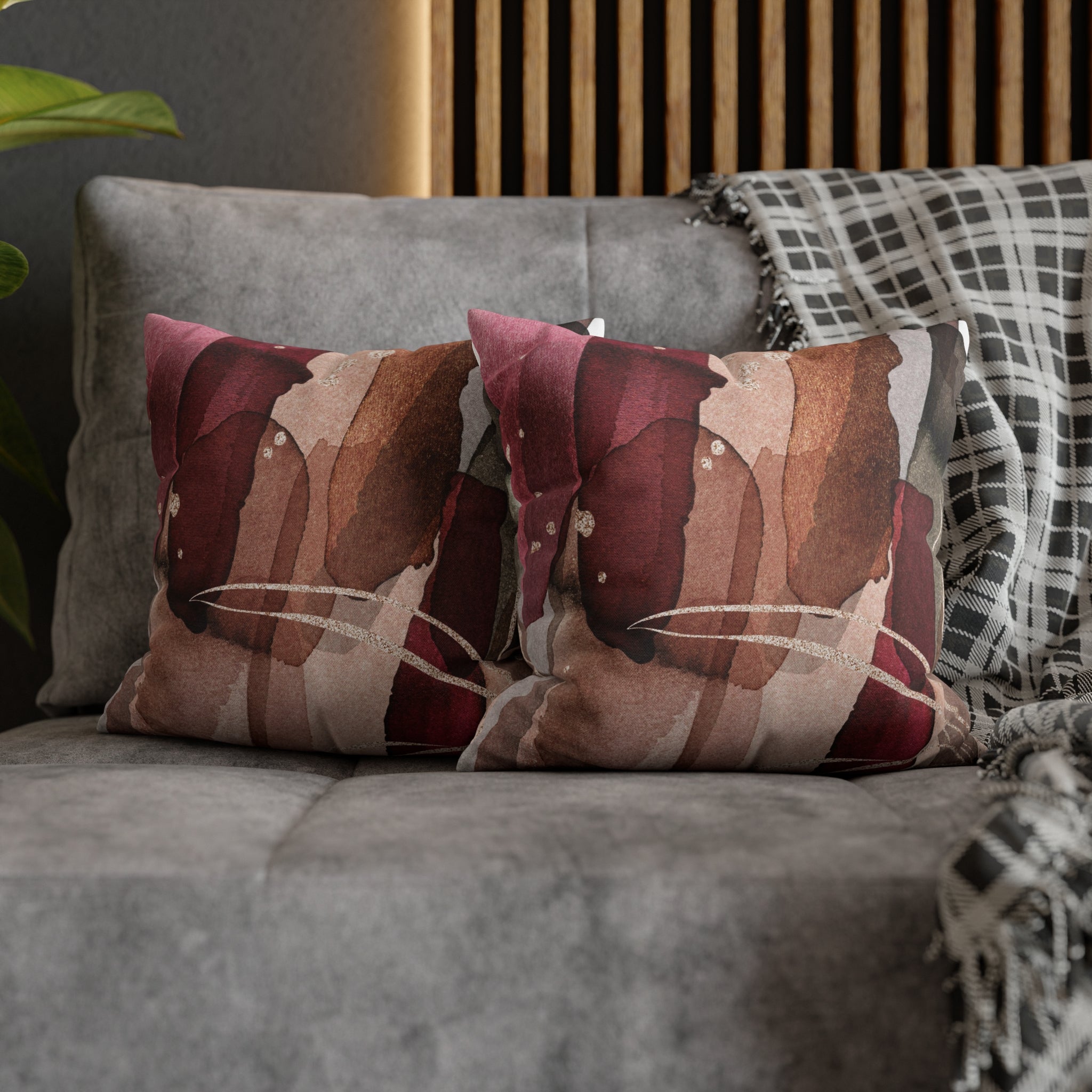 Boho Pillow Cover | Abstract Navy Blue, Blush Pink White