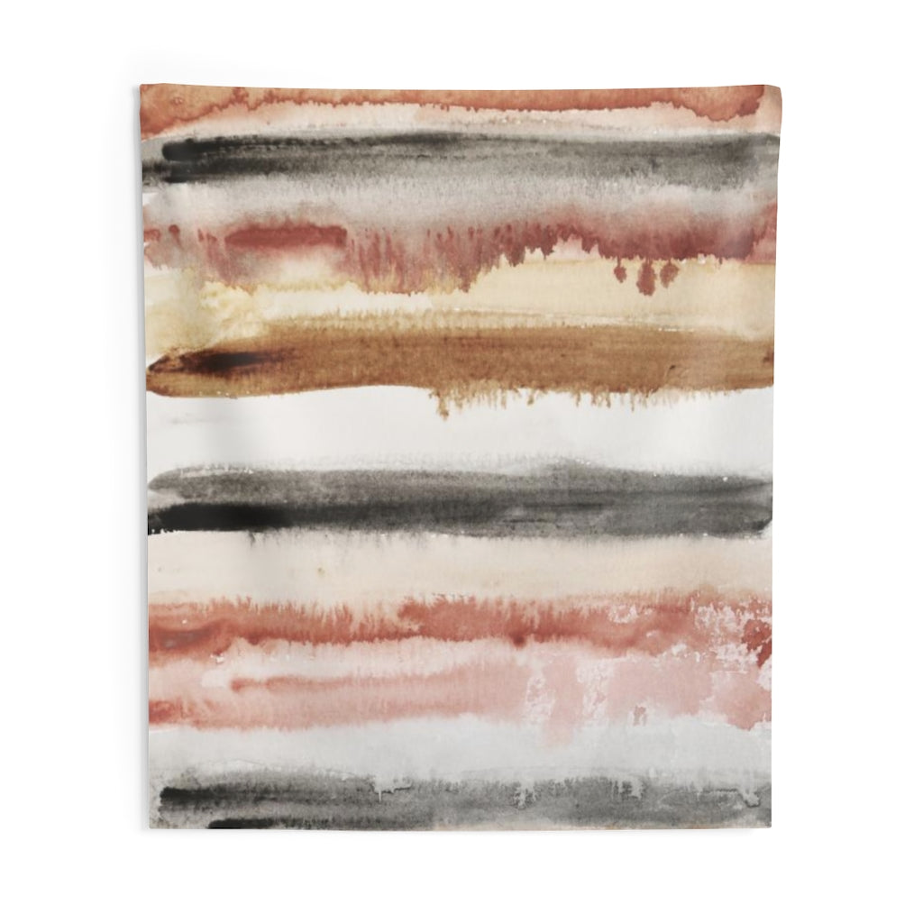 Abstract Tapestry | Beige Brown Black Stipes