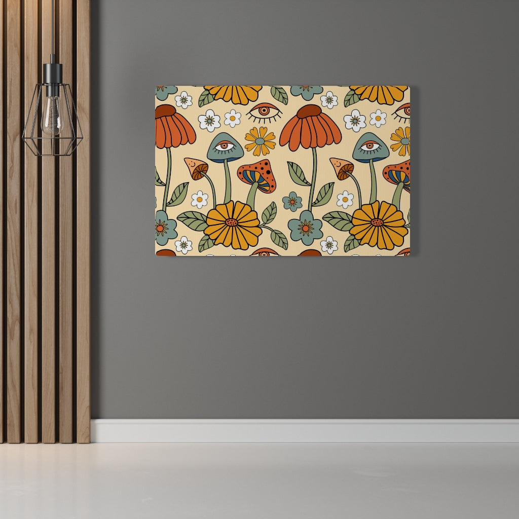 FLORAL WALL CANVAS ART | Yellow Green Red Orange