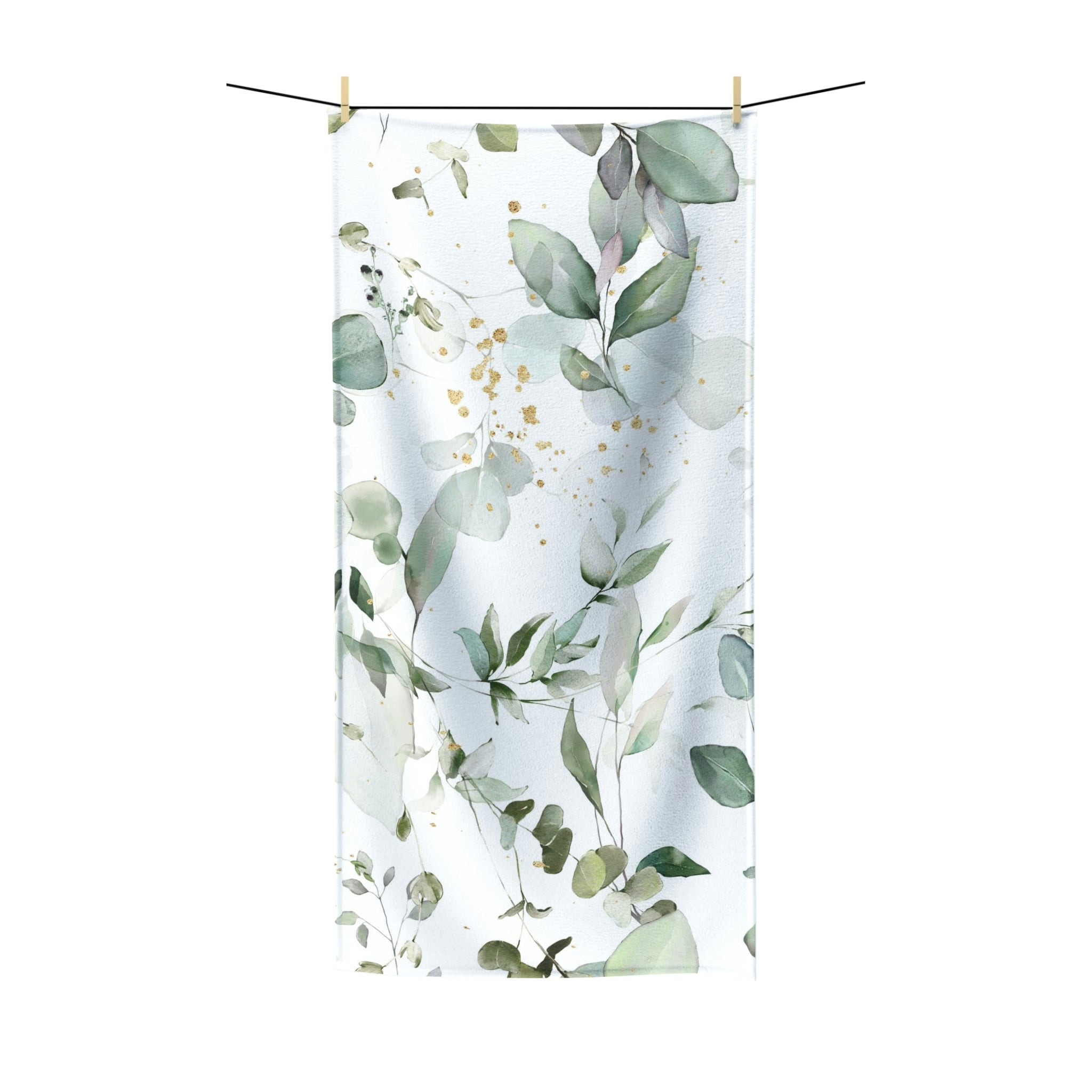 Floral Boho Bath Towel | Eucalyptus Sage Green White