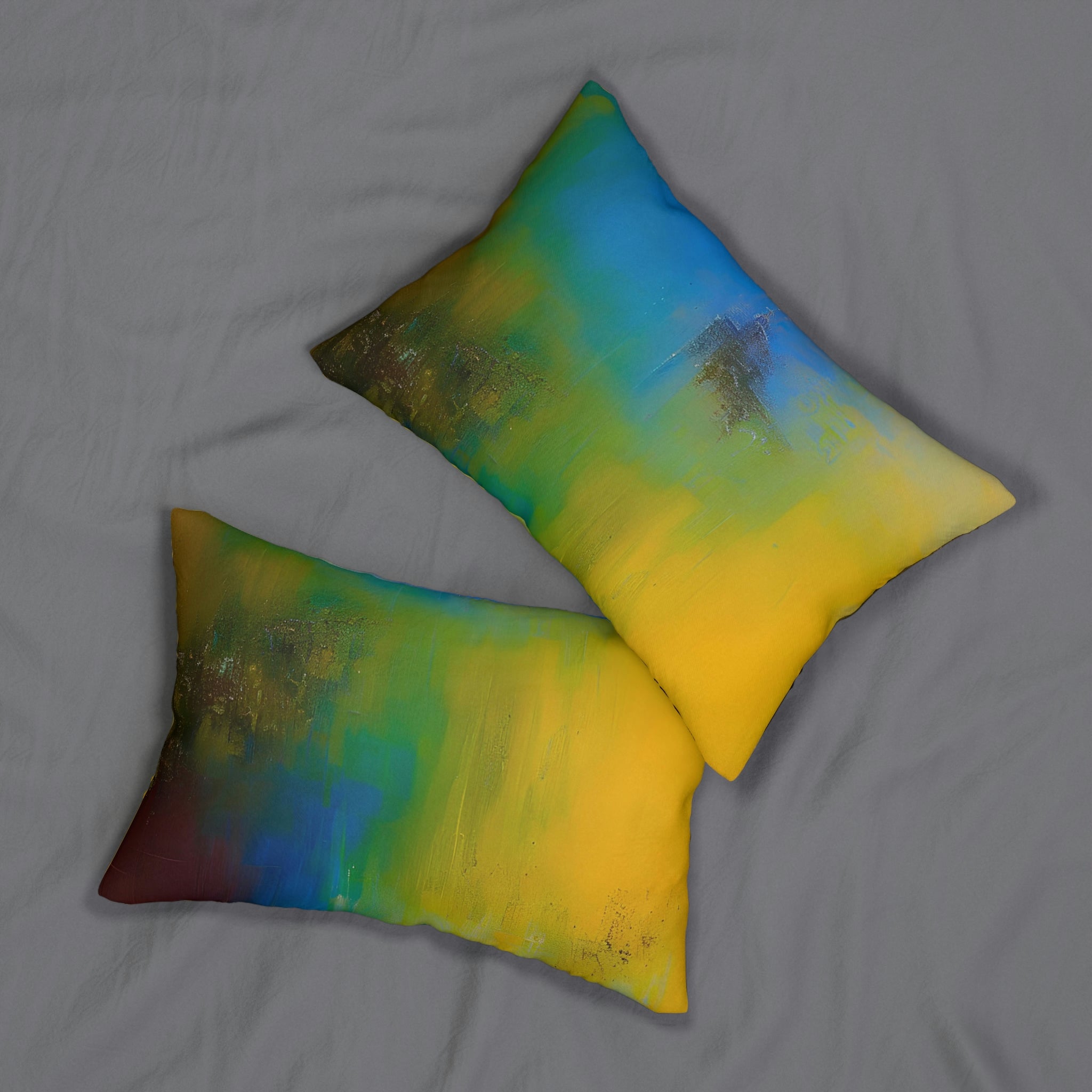 Abstract Lumbar Pillow | Yellow Blue Green