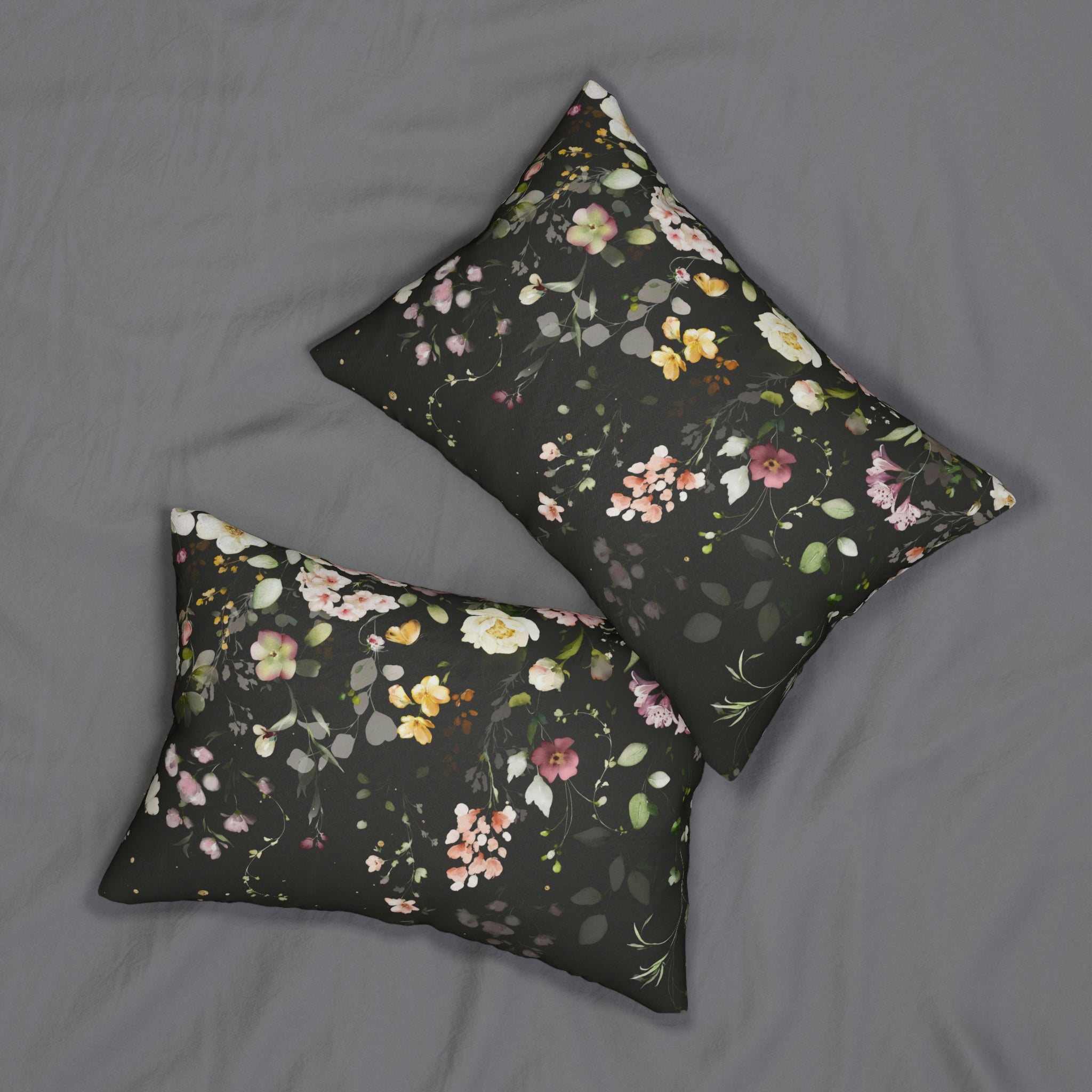 Botanical Lumbar Pillow | Black, Blush, Green Spring Florals