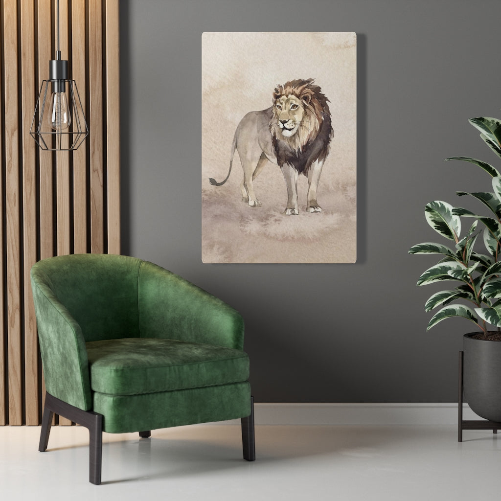 WHIMSICAL WALL CANVAS ART | Beige Watercolor Lion