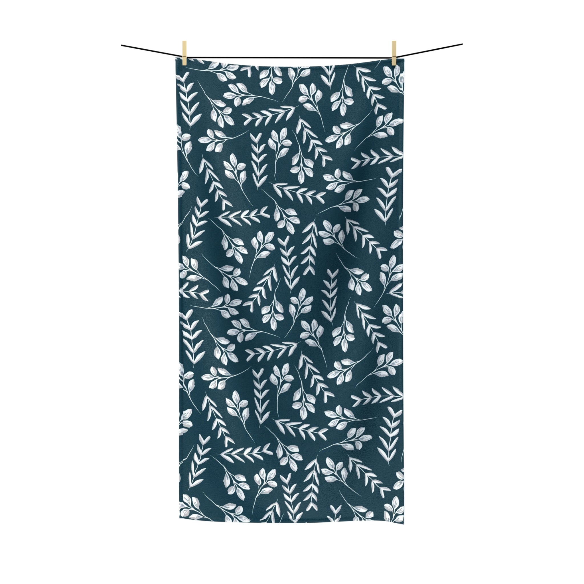 Boho Bath Towel | Floral Navy Blue Floral