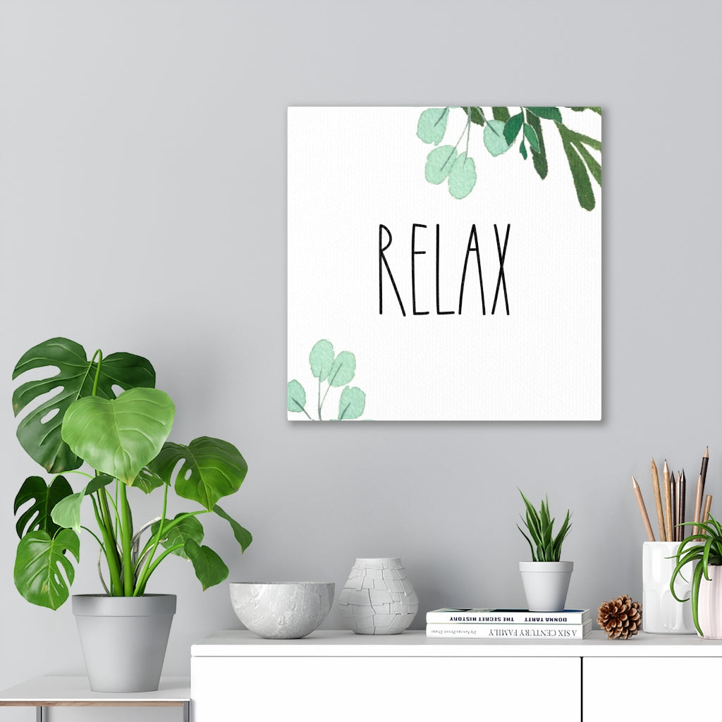 WITH SAYING WALL CANVAS ART | White Green | Relax