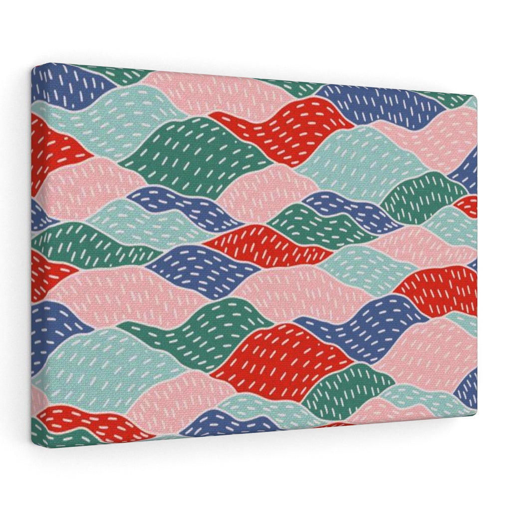 Abstract Canvas Art | Red Green Blue Hills