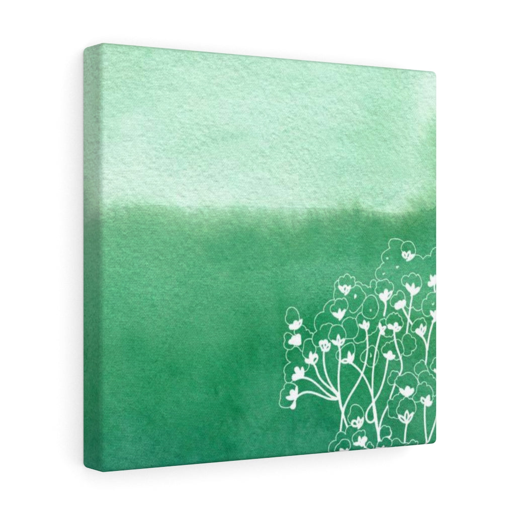 FLORAL WALL CANVAS ART | Green White Ombre