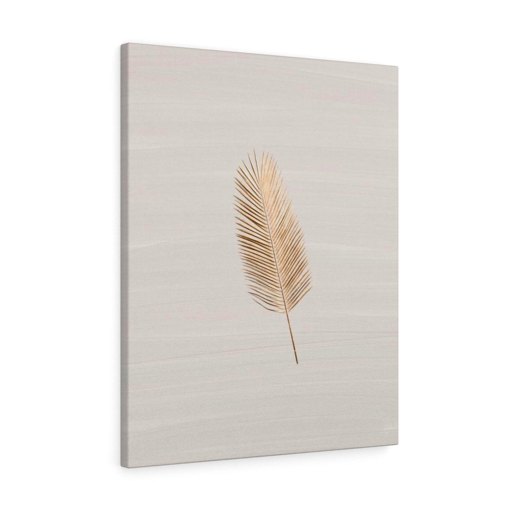 Modern Wall Canvas Art | Beige Gold Feather