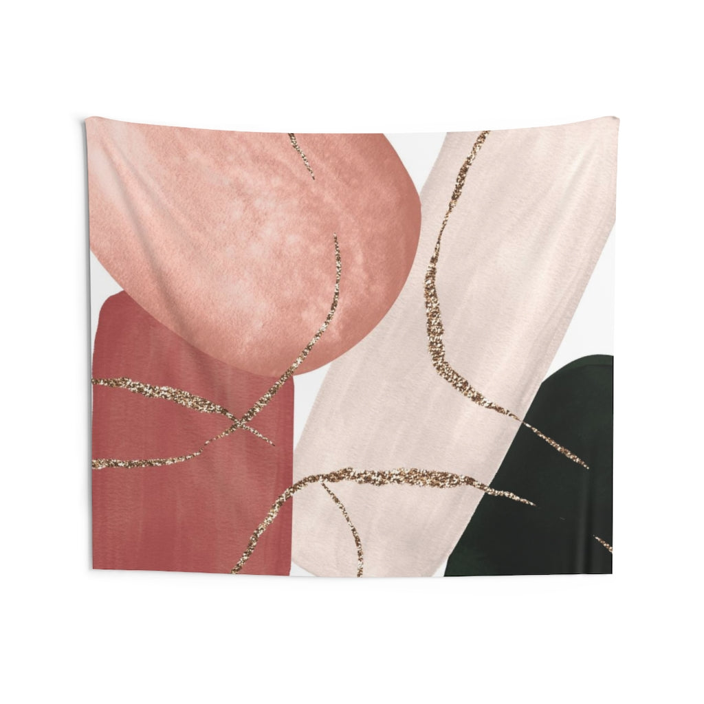Abstract Tapestry | Blush Pink Black White Gold