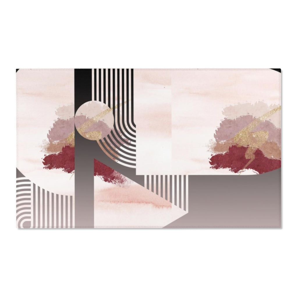 Geometric Area Rug | Black Blush Pink Shapes