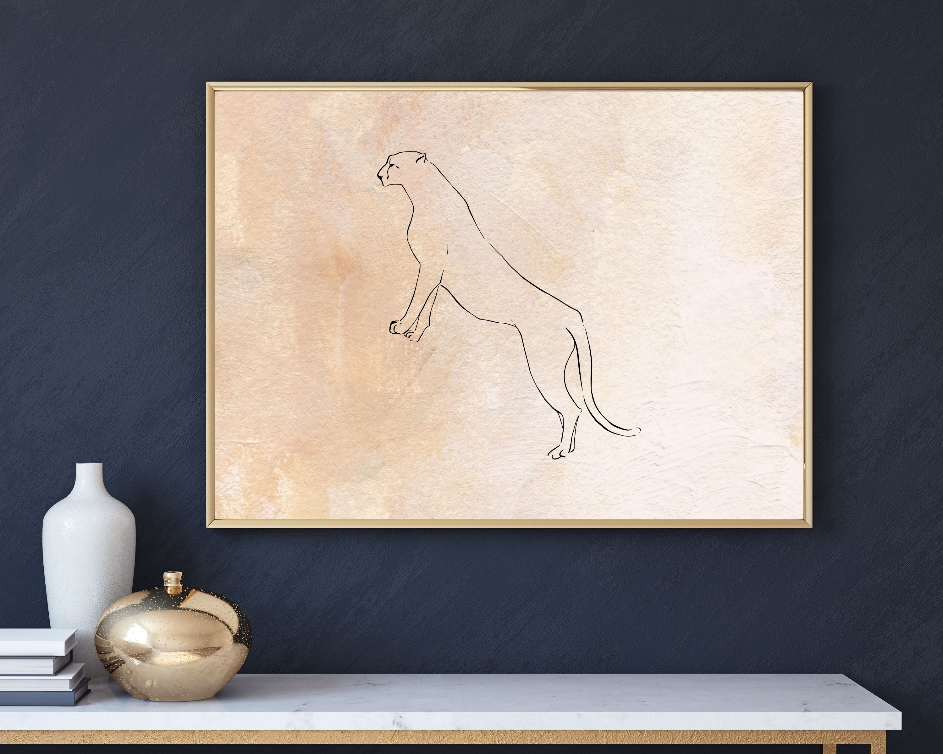 Abstract Terracotta Art Prints | Beige Cat