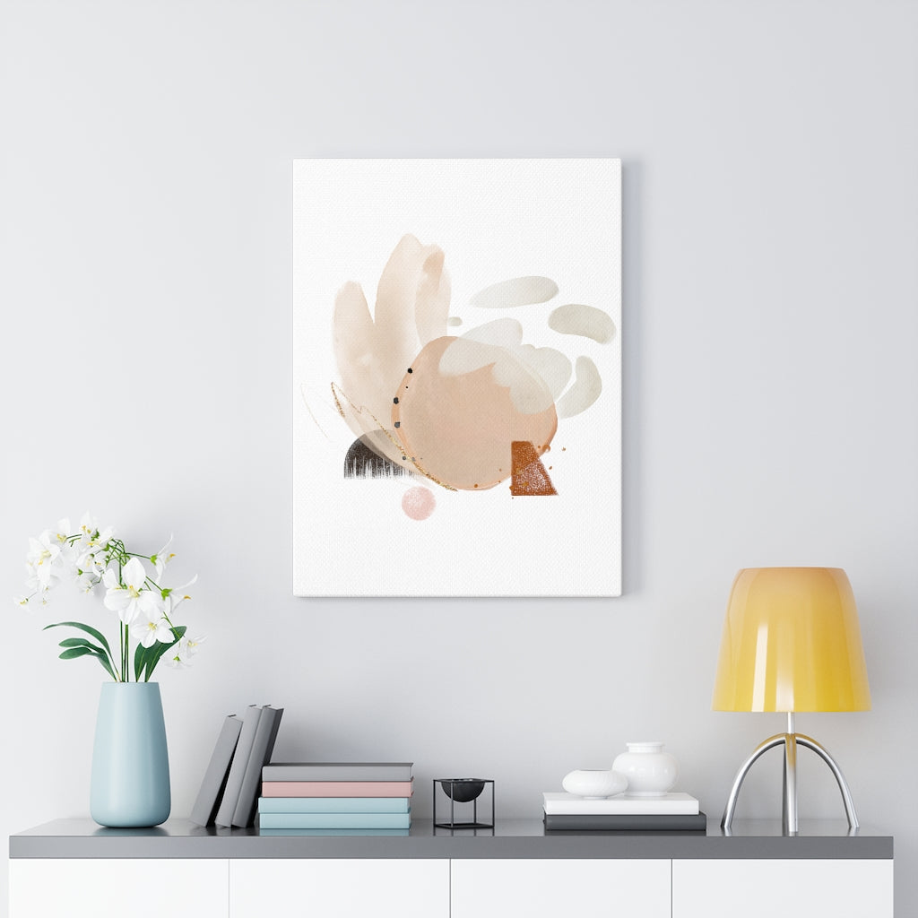 Abstract Canvas Art | White Beige Blush Pink