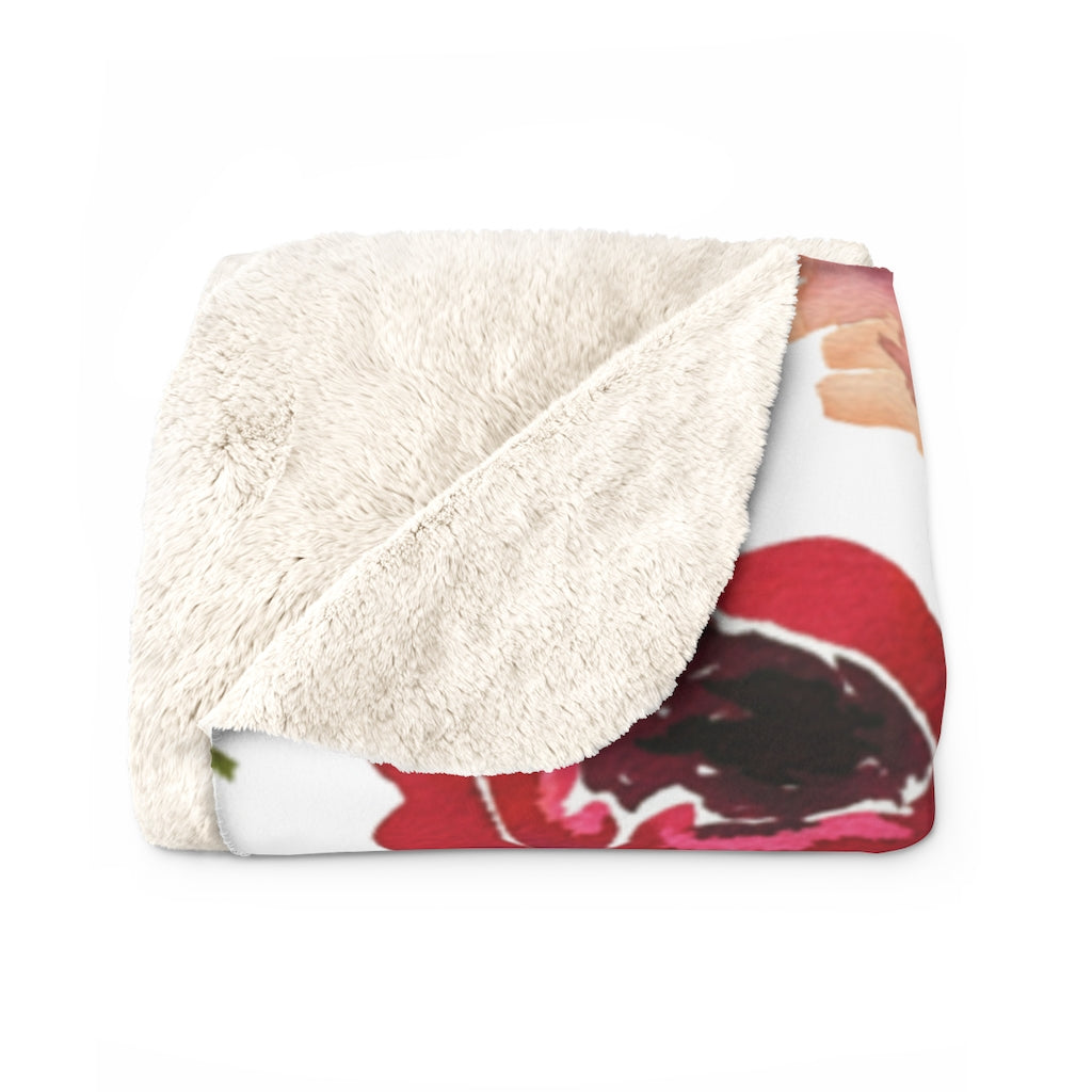 Red Pink Yellow, Roses Floral, Blanket