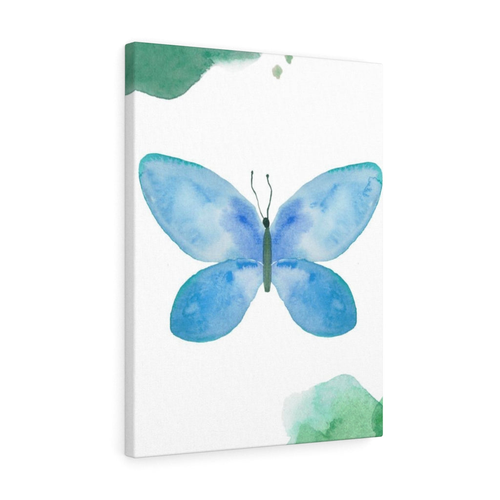 WHIMSICAL WALL CANVAS ART | White Green Blue Butterfly