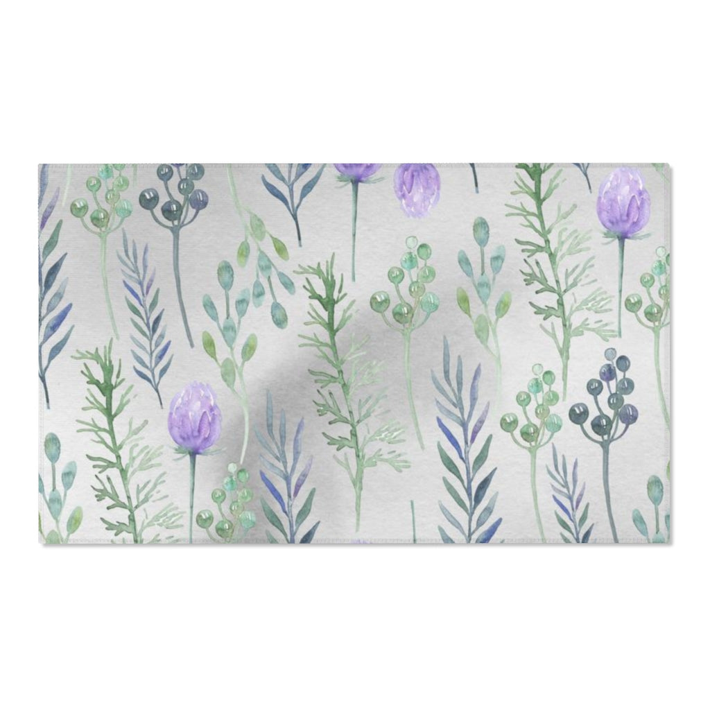 Floral Boho Area Rug | Gray Lavender Green