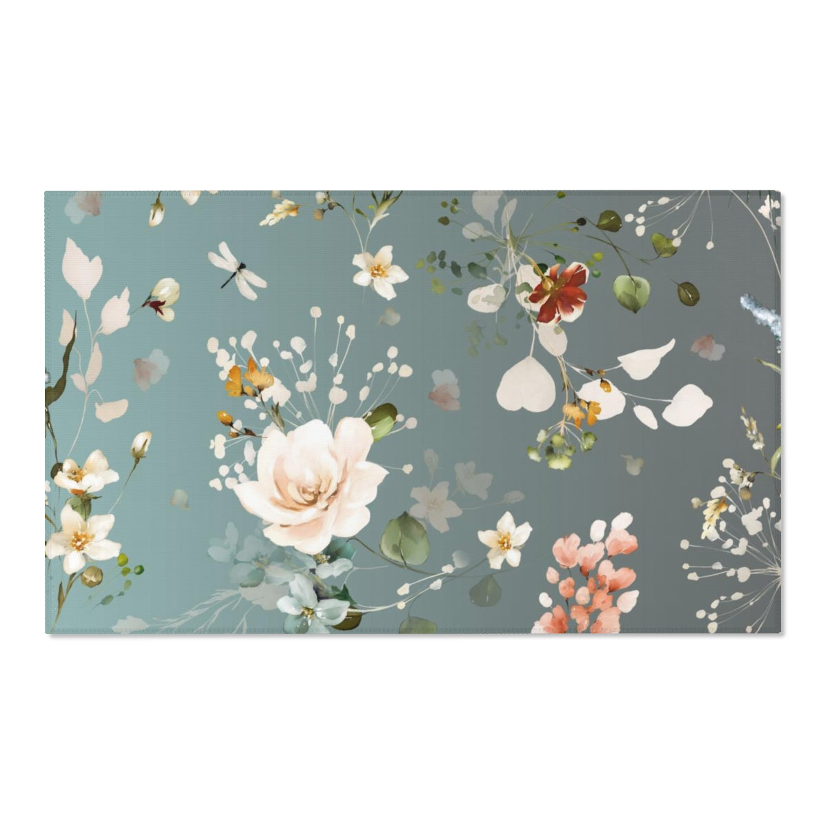 Floral Area Rug | Green Ombre Flowers