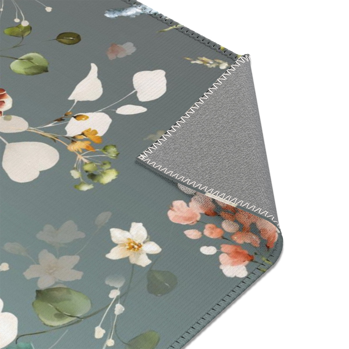 Floral Area Rug | Green Ombre Flowers