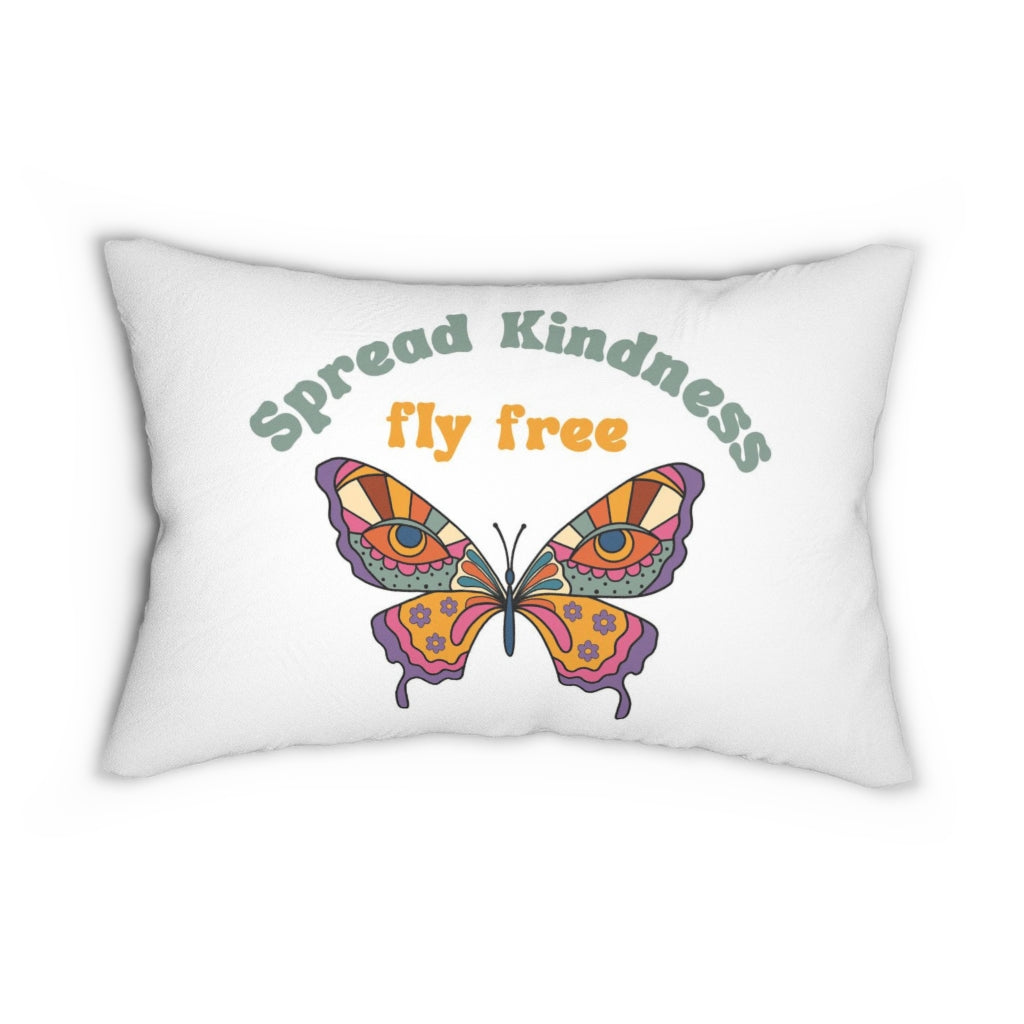 With Saying Boho Lumbar Pillow | Purple Butterfly | Spread Kindness