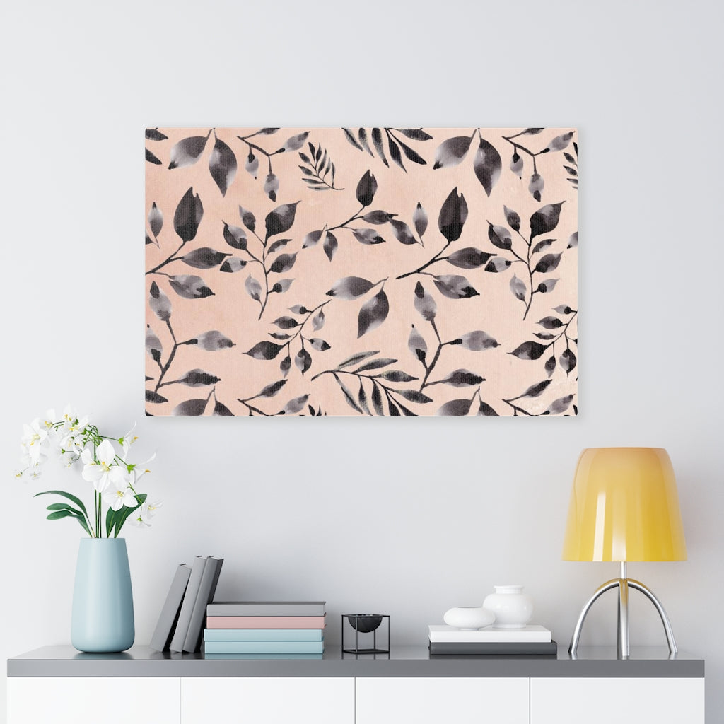 FLORAL WALL CANVAS ART | Blush Pink Grey Garden Leaves