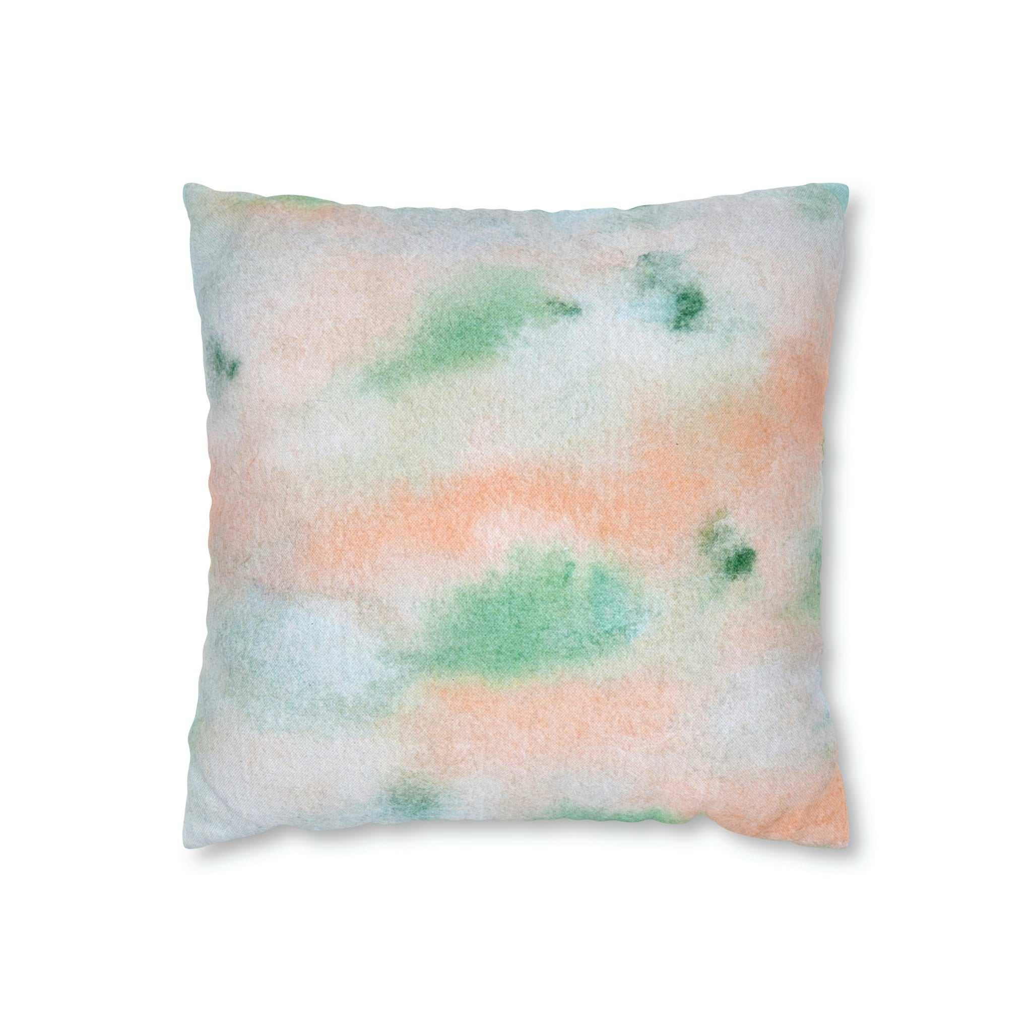 Abstract Boho Pillow Cover | Green Peach Pink Ombre Watercolor