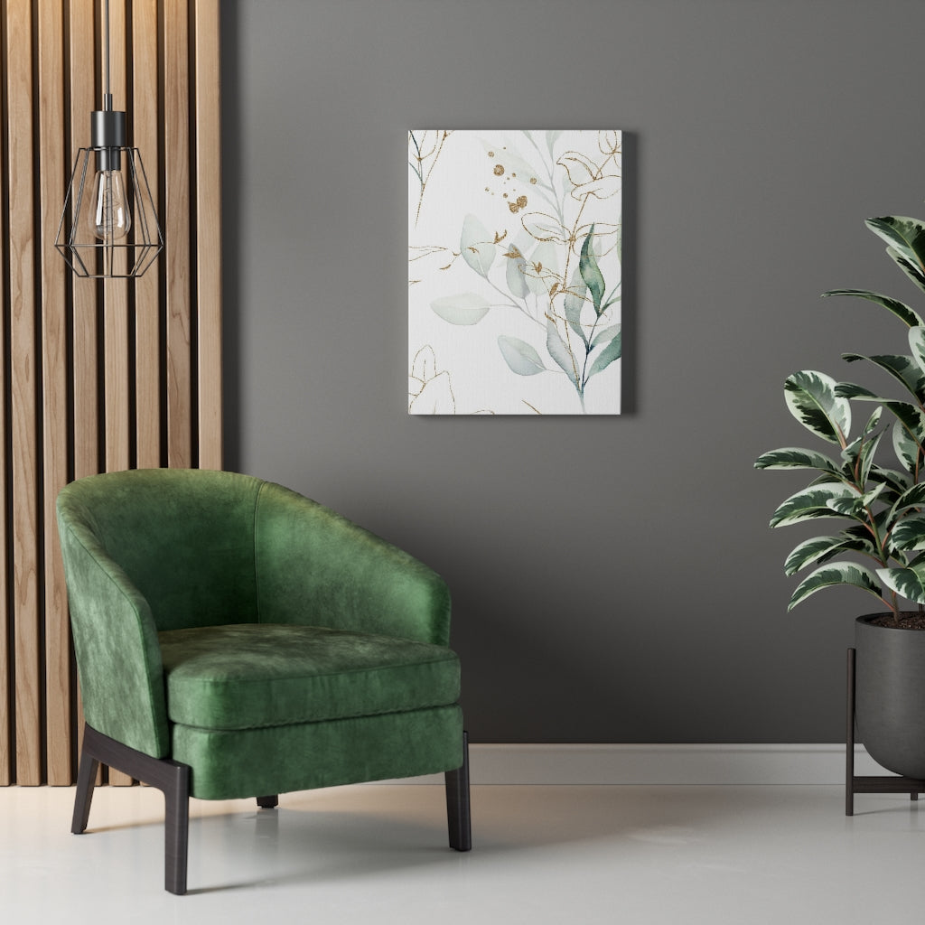 FLORAL WALL CANVAS ART | White Green Gold