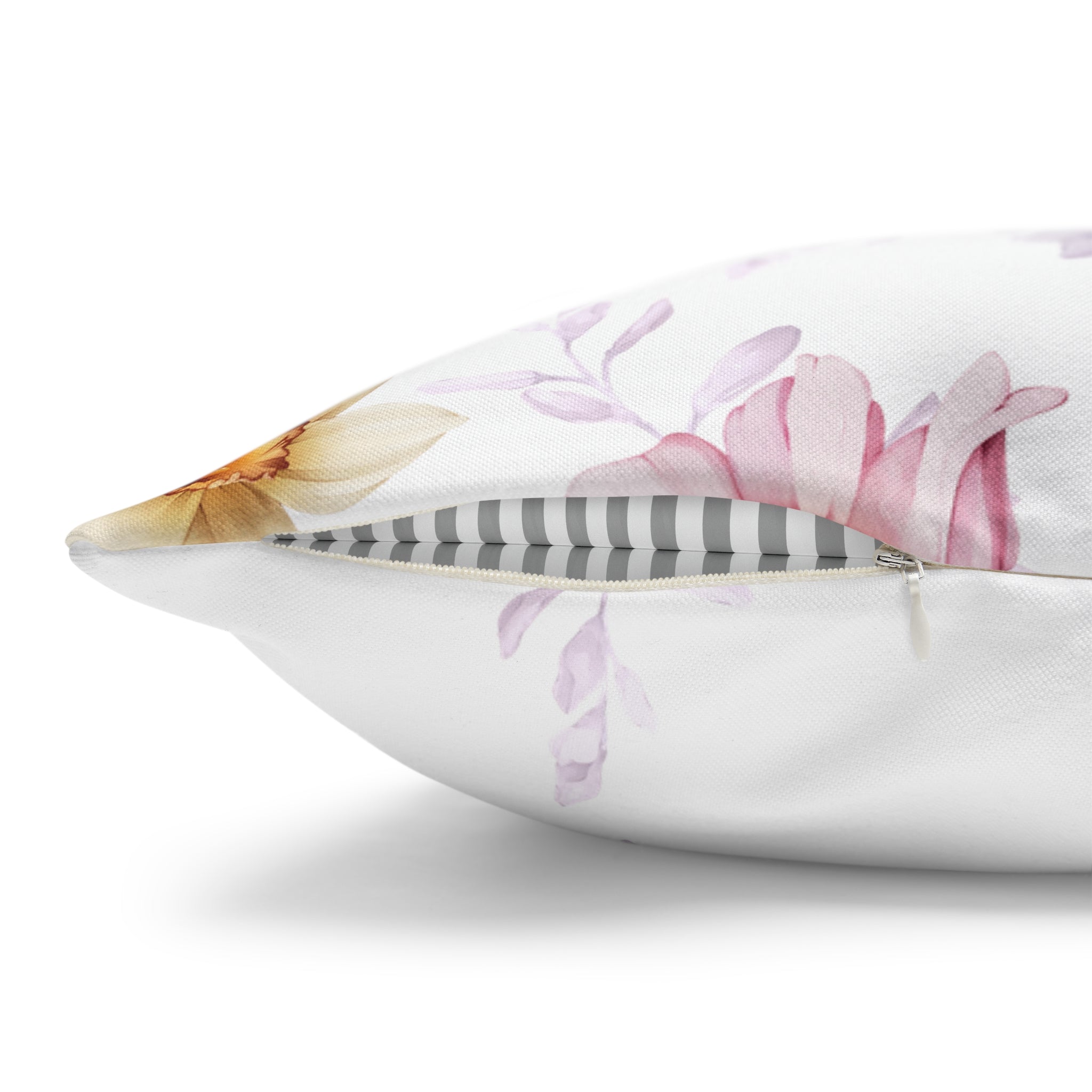 Floral Boho Pillow Cover | Spring White Yellow Pink