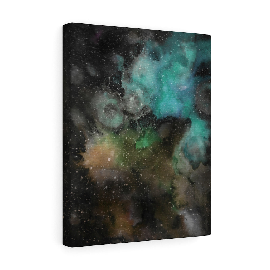 ABSTRACT WALL CANVAS ART | Black Yellow Teal Galaxy