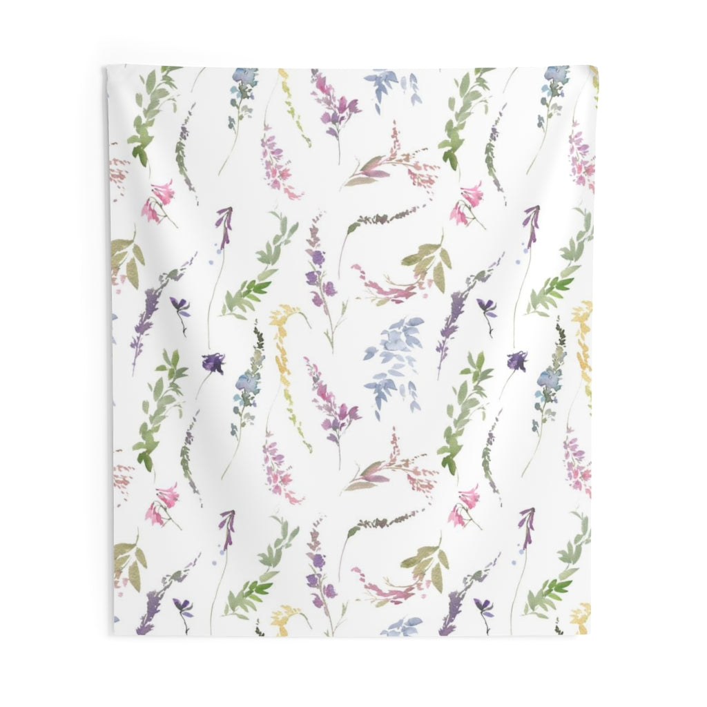 Floral Tapestry | Pastel Rainbow White Spring Flowers