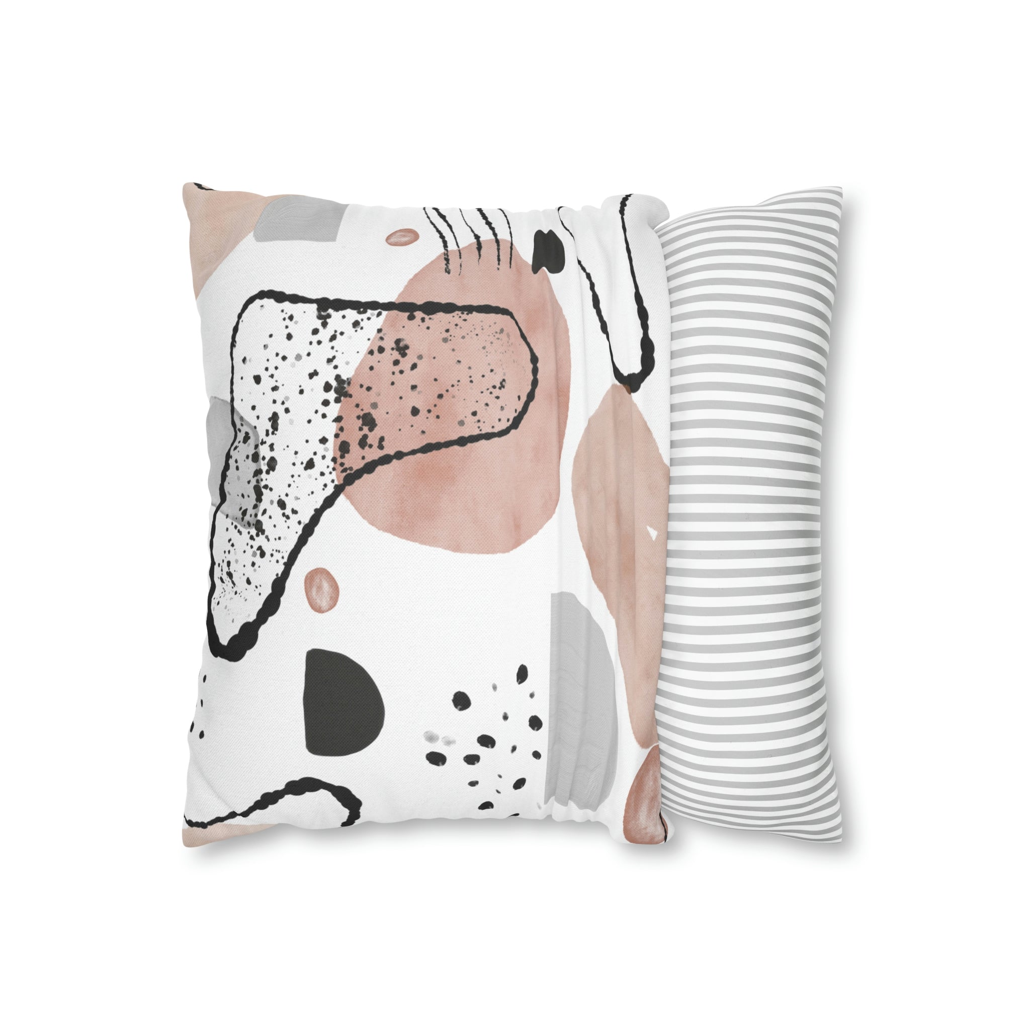 Abstract Pillow Cover | Beige, White, Gray Black