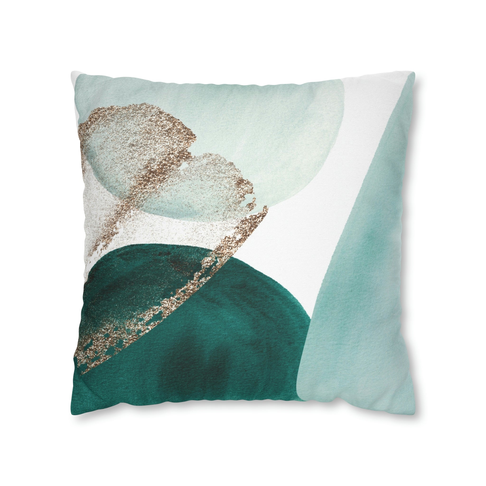 Abstract Boho Pillow Cover | Green Teal Gold