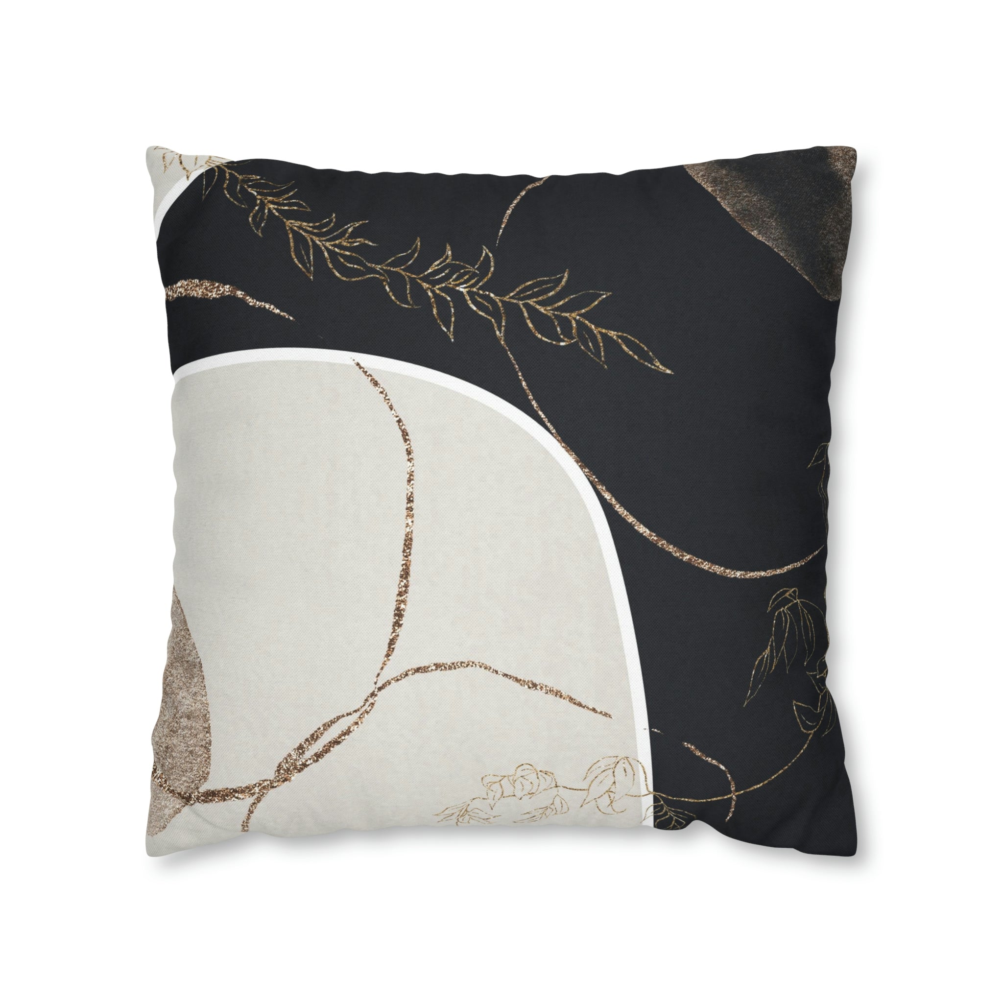 Abstract Boho Pillow Cover | Black Cream Beige