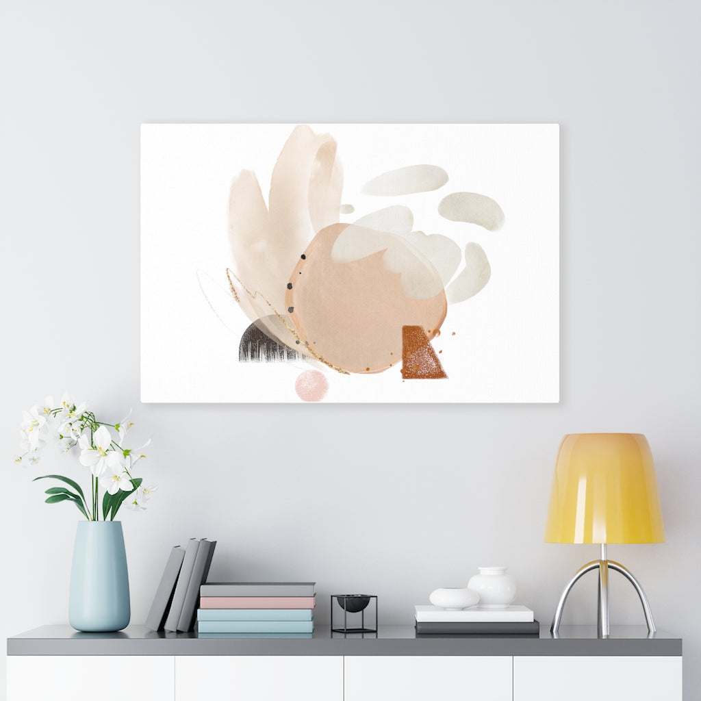 Abstract Canvas Art | White Beige Blush Pink