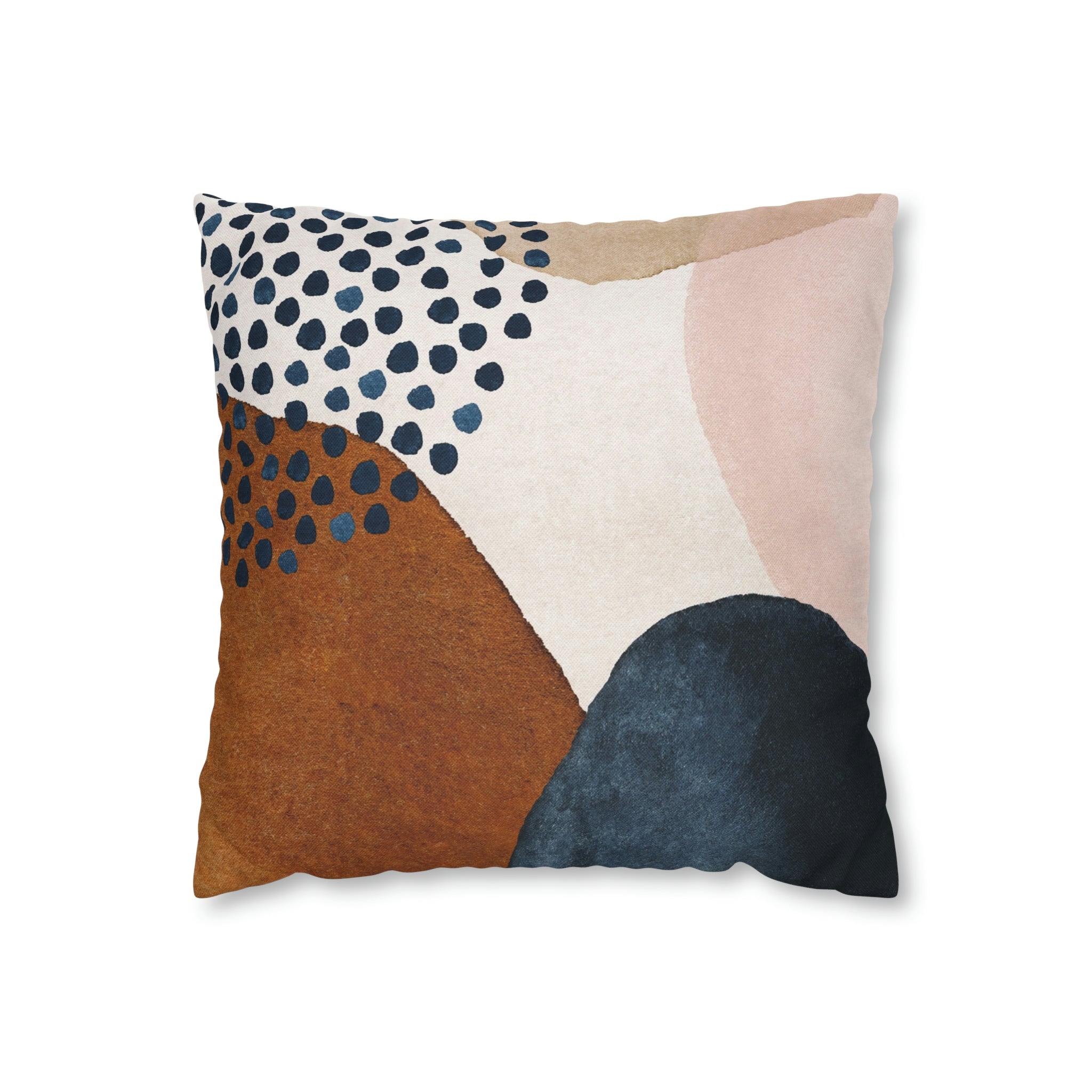 Abstract Boho Pillow Cover | Navy Blue Rustic Pink Blush Cream Gold