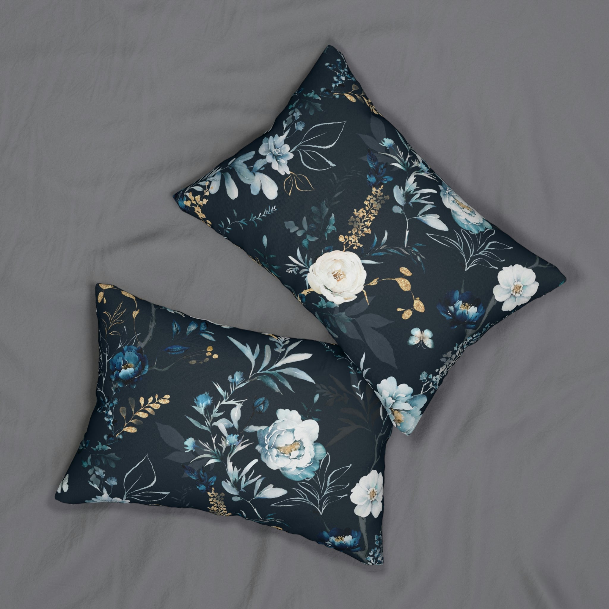 Floral Lumbar Pillow | Blue Beige Botanical