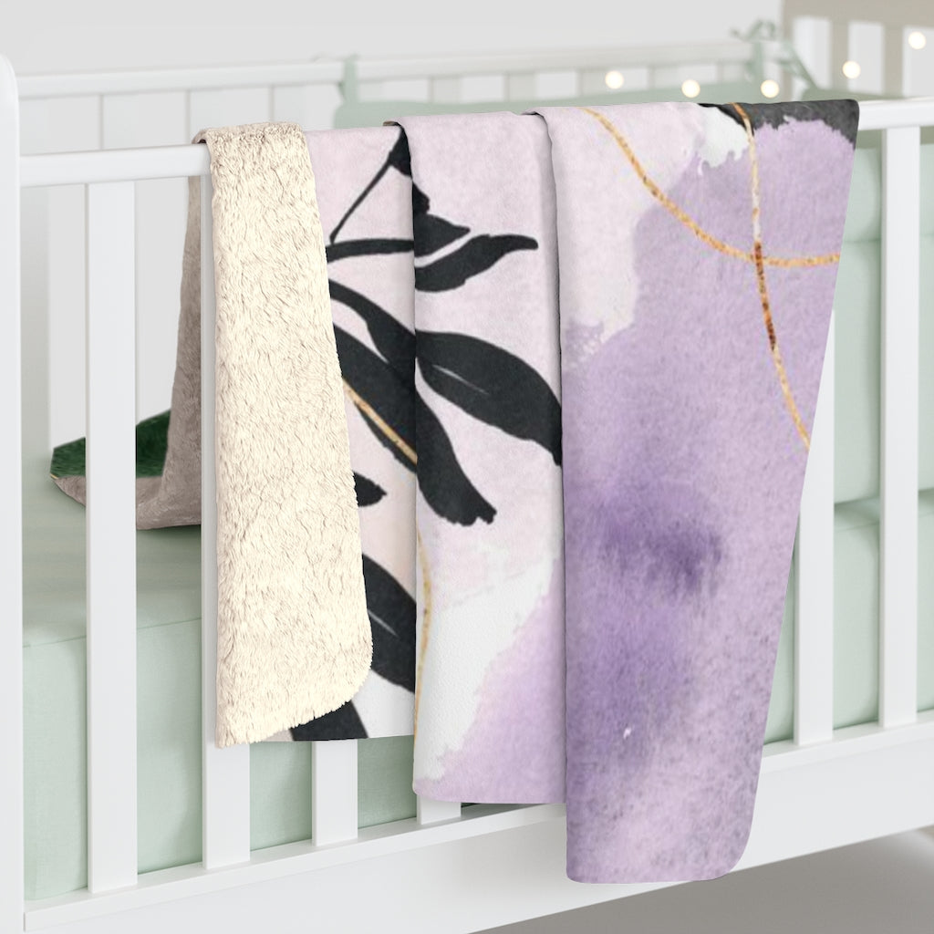Floral Comfy Blanket | Black Purple Gold White