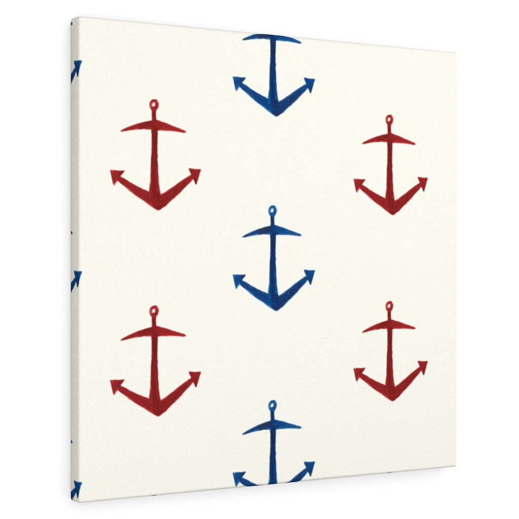 CANVAS ART | White Red Blue Nautical Anchor