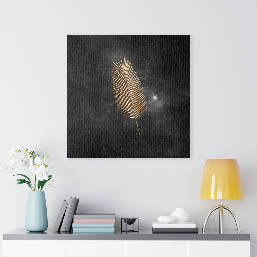 Modern Wall Canvas Art | Black Gold Feather