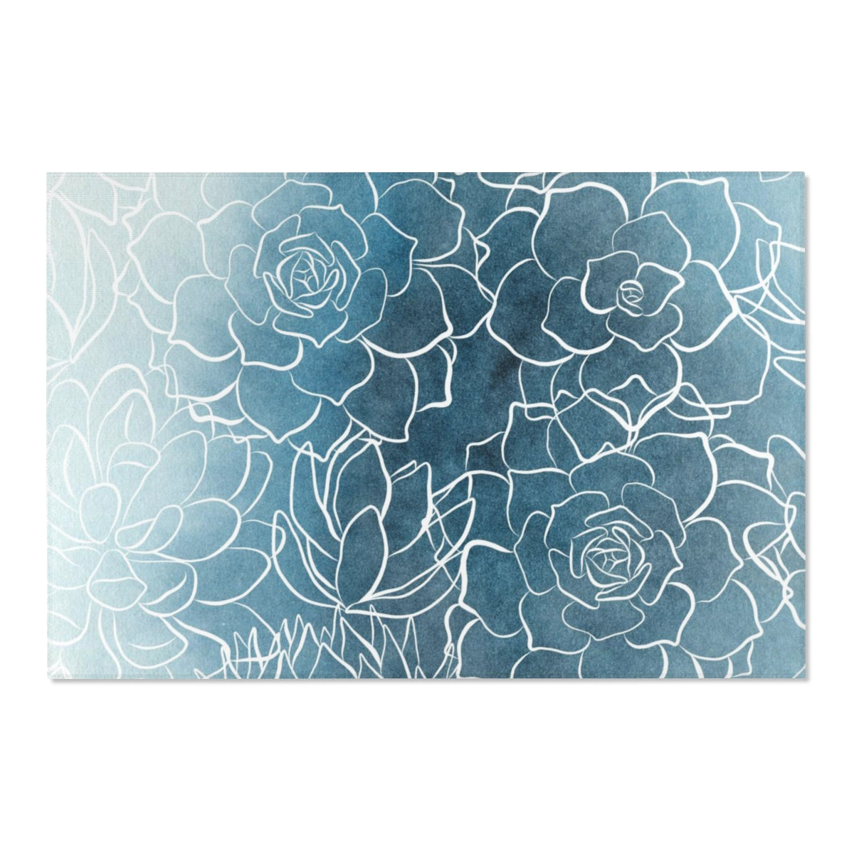 Floral Area Rug | Indigo Blue Ombre Succulents
