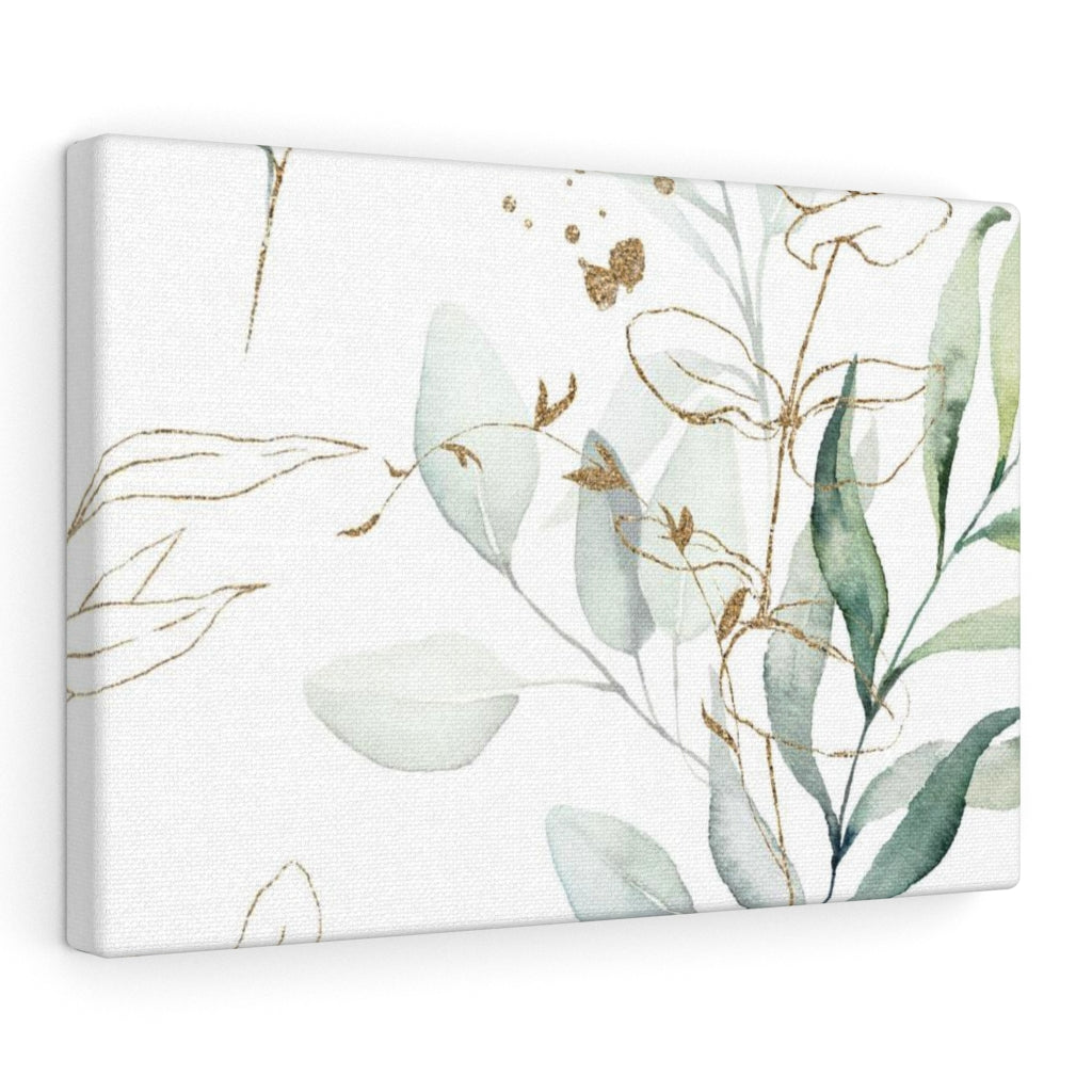 FLORAL WALL CANVAS ART | White Green Gold