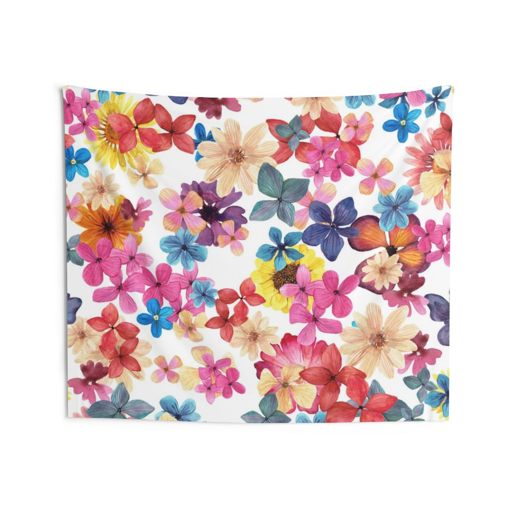 Floral Tapestry | Rainbow White Assorted Flowers