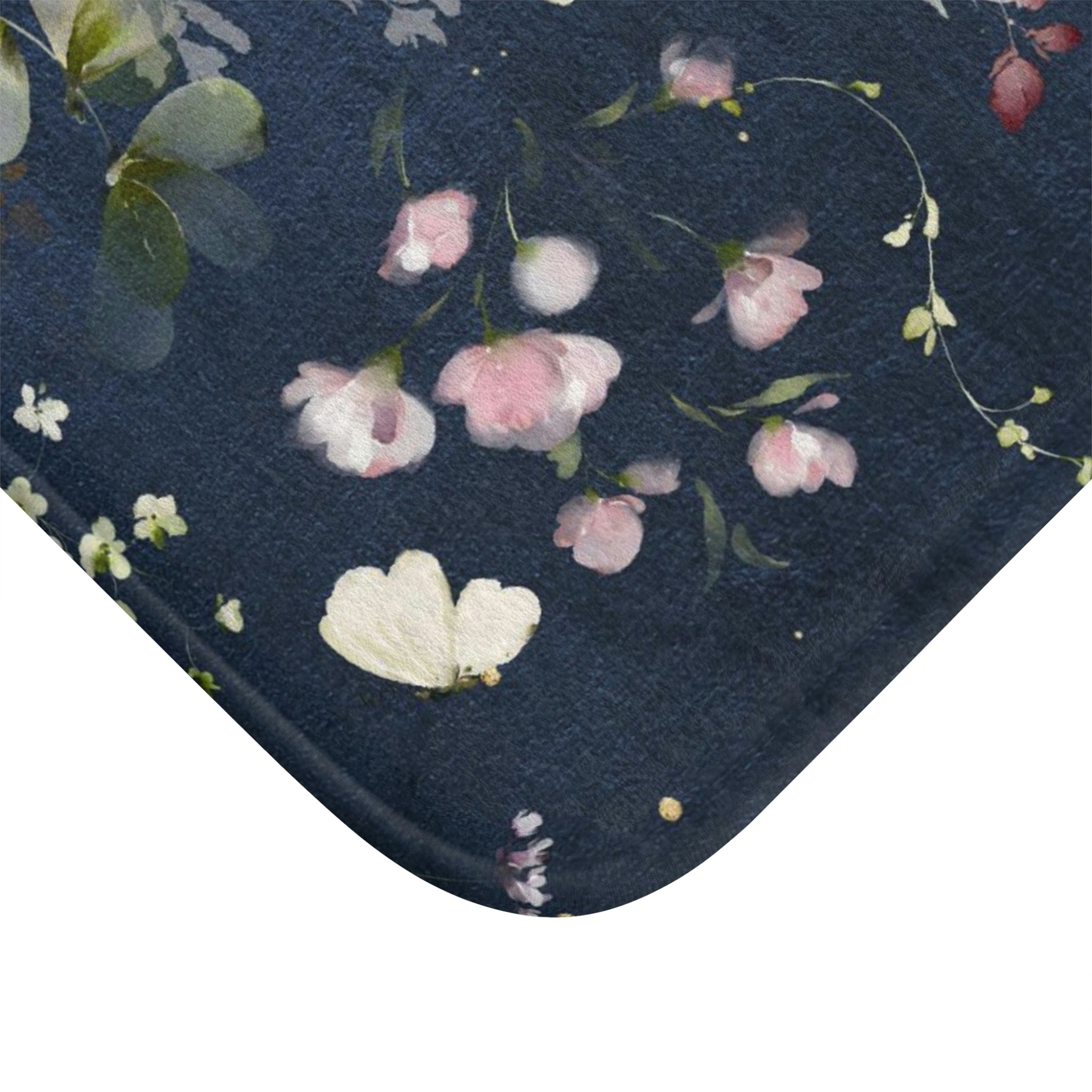 Boho Bath, Kitchen Mat | Navy Blue Wild Floral