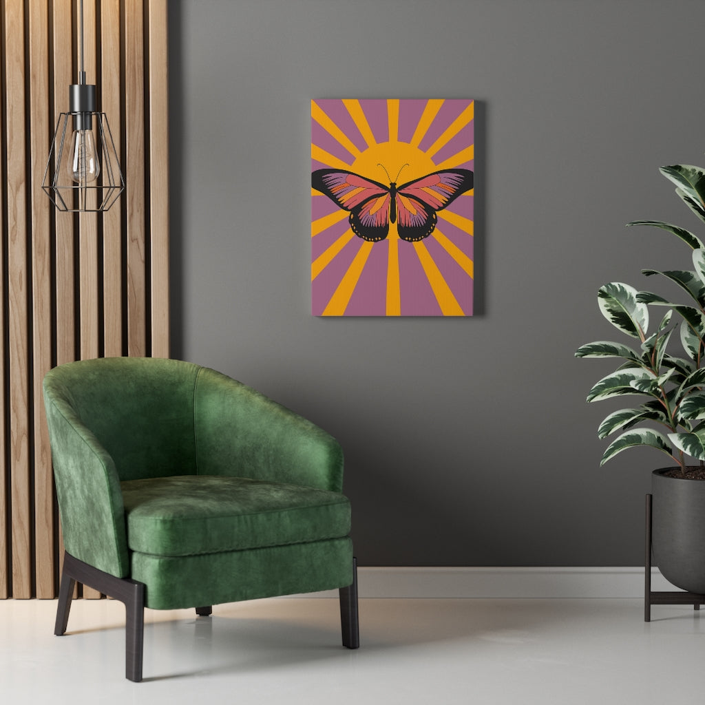 RETRO WALL CANVAS ART | Orange Purple Butterfly
