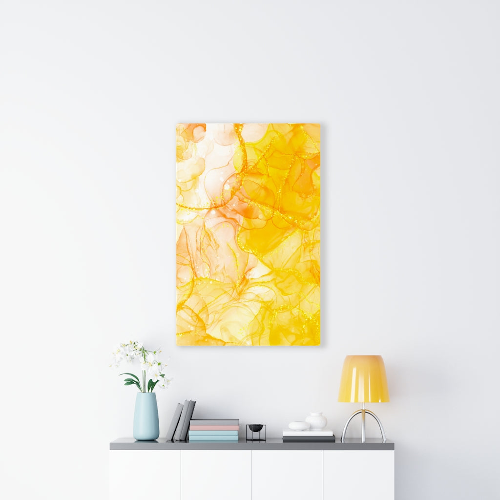 Abstract Canvas Art | Canary Yellow White