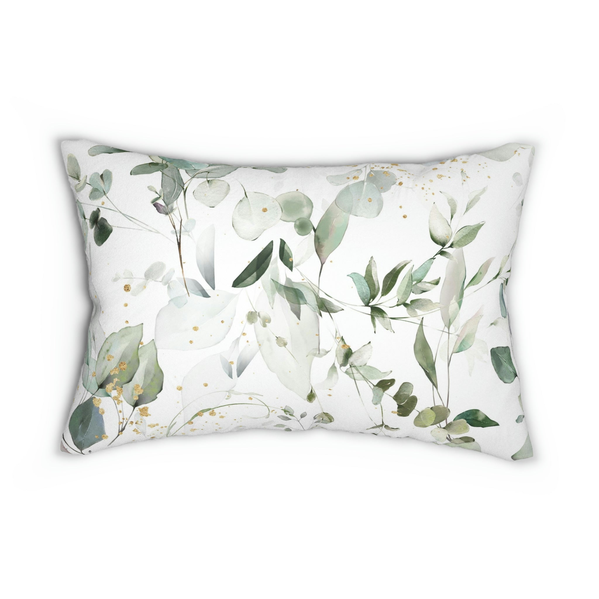 Floral Lumbar Pillow | White Sage Green Eucalyptus